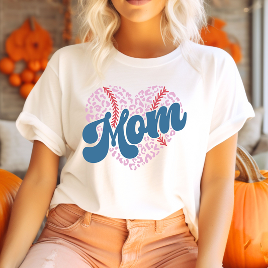 Mom: Baseball Heart T-Shirt