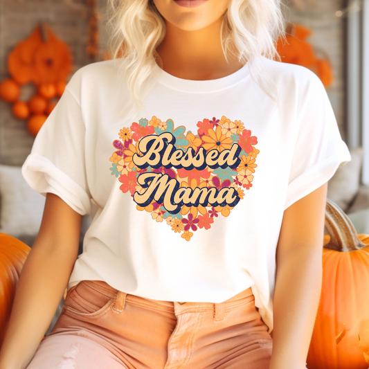 Blessed Mama: Floral T-Shirt